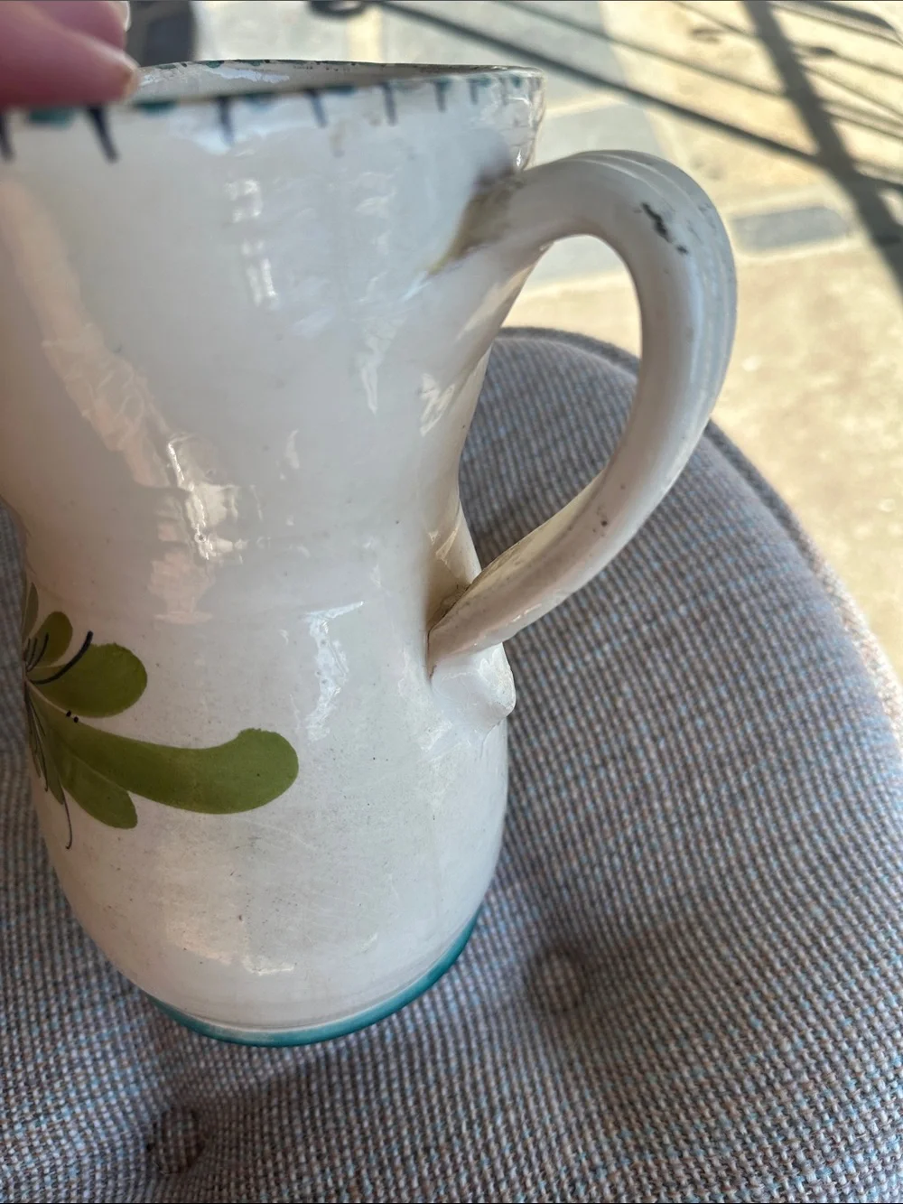Vintage hand painted pitcher vase floral